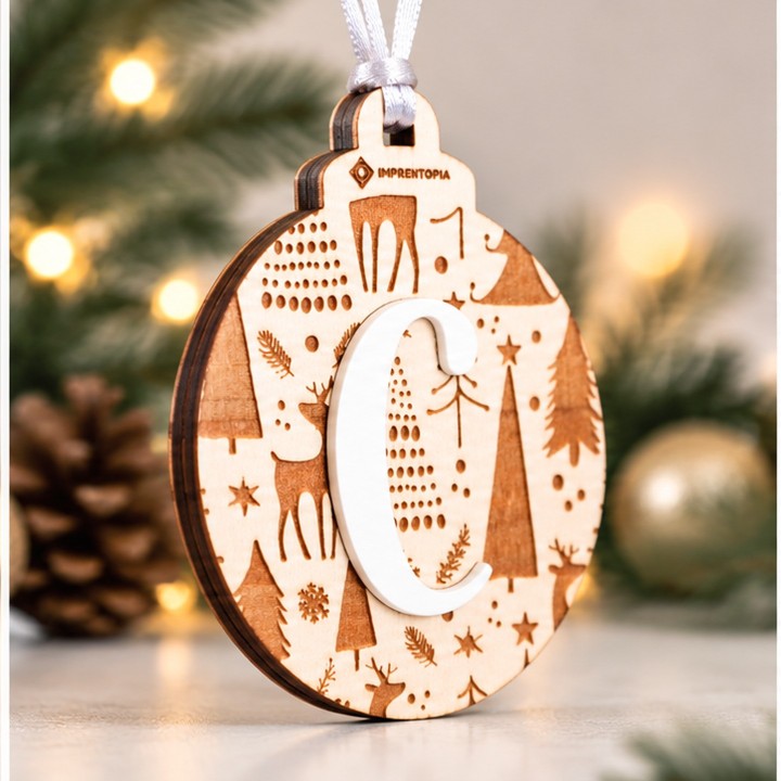 Bola de navidad detalles grabados Inicial o nombre