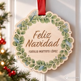 Corona Navidad madera personalizada